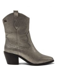 Lazamani Skórzane botki w kolorze srebrnym rozmiar: 37. Szare botki damskie Lazamani, eleganckie, bez obcasa, bez zapięcia. Za 260.99 zł.