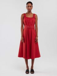 BIG STAR Sukienka w kolorze czerwonym rozmiar: L. Czerwone sukienki damskie Big Star, bez wzorów, z bawełny, retro, bez ramiączek. Za 124.99 zł.