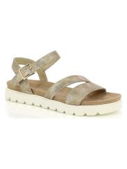 Kimberfeel Sandały "Engy" w kolorze złotym rozmiar: 41. Żółte sandały damskie Kimberfeel, bez wzorów, z otwartym noskiem, bez obcasa, bez zapięcia. Za 130.99 zł.