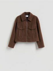 Kurtka z tkaniny boucle - brązowy. Brązowe kurtki damskie Reserved, l, bez wzorów, z tkaniny, bez kaptura. Za 159.99 zł.