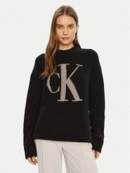 Calvin Klein Jeans Sweter Intrasia J20J224799 Czarny Relaxed Fit. Czarne swetry klasyczne damskie Calvin Klein Jeans, xs, z bawełny, bez kołnierzyka. Za 339.99 zł.
