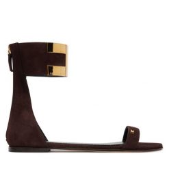 Sandały Elisabetta Franchi. Brązowe sandały damskie Elisabetta Franchi, bez wzorów, bez obcasa, na płaskiej podeszwie, bez zapięcia. Za 2,299.00 zł.