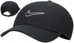 Czapka z daszkiem Nike Club Cap. Czarne czapki z daszkiem damskie Nike, bez wzorów, z bawełny. Za 99.99 zł.