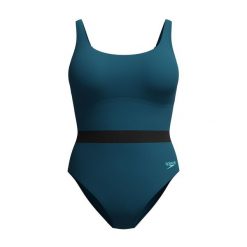 Strój kąpielowy na basen damski Speedo Shaping Lunia Glow. Zielone stroje jednoczęściowe Speedo, bez wzorów. Za 219.99 zł.