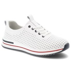 Półbuty damskie S.Barski, sportowe ze skóry naturalnej perforowana cholewka sznurowane lekka amortyzująca podeszwa, białe, LR61-7072. Białe półbuty damskie S.BARSKI, bez wzorów, ze skóry, bez obcasa, bez zapięcia. Za 189.00 zł.