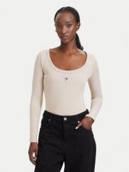 Guess Body V4YP07 J1314 Beżowy Slim Fit. Brązowe body i gorsety Guess, z aplikacjami, z bawełny. Za 194.99 zł.