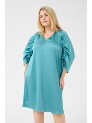 KAFFE curve Sukienka w kolorze turkusowym rozmiar: 52. Niebieskie sukienki damskie KAFFE curve, bez wzorów, z satyny, bez ramiączek. Za 126.99 zł.