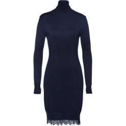 Sukienka dzianinowa z koronką bonprix ciemnoniebieski. Niebieskie sukienki damskie bonprix, w koronkowe wzory, z dzianiny. Za 59.99 zł.