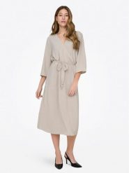 JDY Sukienka letnia Lion 15207813 Beżowy Regular Fit. Brązowe sukienki damskie JDY, bez wzorów, z syntetyku, bez ramiączek. Za 99.99 zł.