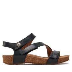 Sandały Josef Seibel. Czarne sandały damskie Josef Seibel, bez wzorów, bez obcasa, na płaskiej podeszwie, bez zapięcia. Za 359.99 zł.