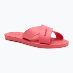 Klapki damskie Havaianas Aqua. Czerwone klapki damskie Havaianas, bez wzorów, bez obcasa, bez zapięcia. Za 83.99 zł.