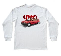 Fiat Uno — bluzka z długim rękawem (Rozmiar: 3 - 4 lata; Kolor koszulki: biały; Rodzaj nadruku: Fiat Uno). Białe bluzki damskie nikiniki, s, bez wzorów, z bawełny, bez kołnierzyka, bez ramiączek. Za 79.00 zł.