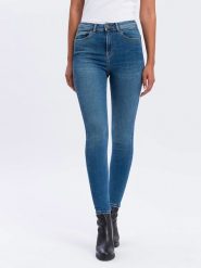 Cross Jeans Dżinsy - Skinny fit - w kolorze niebieskim rozmiar: W33/L32. Niebieskie jeansy damskie Cross Jeans, z podwyższonym stanem. Za 78.28 zł.