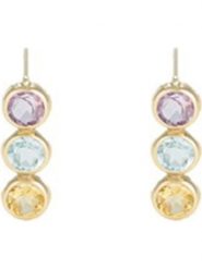 OR ÉCLAT Złote kolczyki-wkrętki z cytrynami, topazami i ametystami rozmiar: onesize. Różowe kolczyki damskie Or Éclat, z ametystem, złote. Za 695.99 zł.