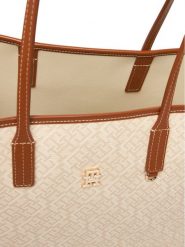 Tommy Hilfiger Torebka Th Monoplay Tote Le AW0AW17416 Beżowy. Brązowe torebki klasyczne damskie Tommy Hilfiger, ze skóry, bez dodatków. Za 849.99 zł.
