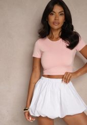 Różowy T-shirt Cropped z Wiskozą Efranessa. Czerwone t-shirty damskie Renee, l, z aplikacjami, z wiskozy, bez kołnierzyka. Za 59.99 zł.