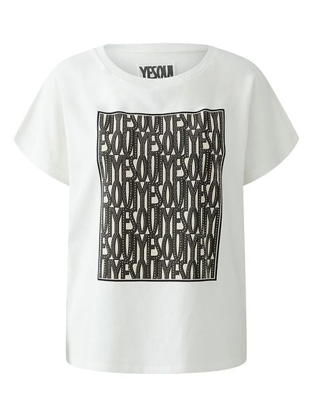 Oui Koszulka w kolorze biało-czarnym rozmiar: 42. Białe koszulki damskie Oui, bez wzorów, bez kołnierzyka, bez ramiączek. Za 157.35 zł.