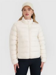 4F Kurtka puchowa z naturalnym wypełnieniem damska - biała S. Białe kurtki damskie 4F, s, bez wzorów, z dzianiny, bez kaptura. Za 499.99 zł.