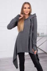 Bluza z kapturem i suwakiem na boku grafitowa. Szare bluzy damskie KESI, l, bez wzorów, z bawełny, z kapturem. Za 271.84 zł.