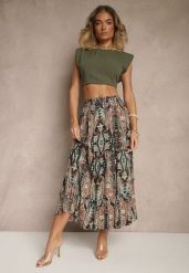 Beżowo-Czarna Spódnica z Wiskozy Ozdobiona Motywem Paisley Ellivae. Brązowe spódnice damskie Renee, na co dzień, l, bez wzorów, z wiskozy, eleganckie, midi. Za 44.99 zł.