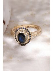 DIAMANTA Złoty pierścionek "Firenze nouvelle" z diamentami i szafirem rozmiar: 50. Niebieskie pierścionki damskie DIAMANTA, z diamentem, złote. Za 3,371.99 zł.