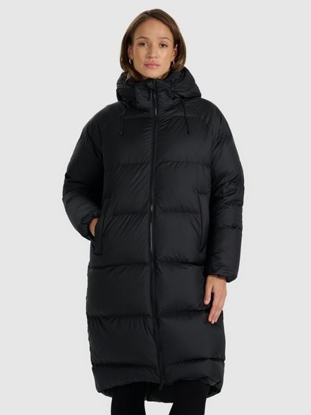 4F Płaszcz puchowy z wypełnieniem naturalnym damski - czarny XL. Czarne płaszcze damskie 4F, na zimę, xl, bez wzorów, z puchu, bez kaptura. Za 999.99 zł.