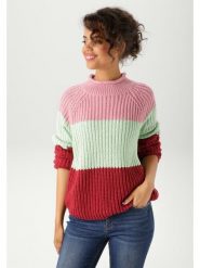 Aniston Sweter w kolorze czerwono-jasnozielono-jasnoróżowym rozmiar: 38. Czerwone swetry klasyczne damskie Aniston, ze splotem, bez kołnierzyka. Za 65.54 zł.