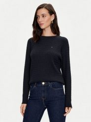 Tommy Hilfiger Sweter WW0WW41142 Granatowy Regular Fit. Niebieskie swetry klasyczne damskie Tommy Hilfiger, m, z bawełny, bez kołnierzyka. Za 389.99 zł.