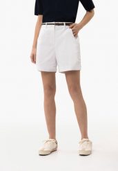 Krótkie spodenki casual P-AGO. Brązowe szorty damskie Volcano, bez wzorów, z materiału. Za 139.99 zł.