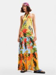 Desigual Sukienka letnia Tropi 24SWMW08 Kolorowy Loose Fit. Sukienki damskie Desigual, bez wzorów, z wiskozy, bez ramiączek. Za 239.99 zł.