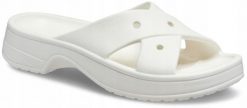 Klapki Dla Dorosłych Crocs Classic Cross Strap. Brązowe klapki damskie Crocs, bez wzorów, z materiału, bez obcasa, bez zapięcia. Za 159.99 zł.