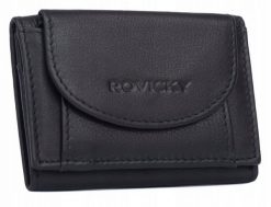 Portfel damski Rovicky R-21-LFN czarny. Czarne portfele damskie ROVICKY, bez wzorów, ze skóry. Za 45.00 zł.