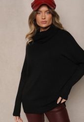 Czarny Golf z Kieszeniami z Dzianiny z Wiskozą Lannorella. Czarne golfy damskie Renee, l, z aplikacjami, z dzianiny, bez ramiączek. Za 84.99 zł.