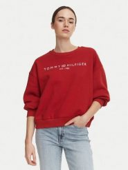 Tommy Hilfiger Bluza WW0WW47831 Czerwony ciemny Regular Fit. Czerwone bluzy damskie Tommy Hilfiger, s, bez wzorów, z syntetyku, bez kaptura. Za 409.99 zł.