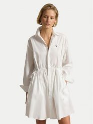 Polo Ralph Lauren Sukienka koszulowa 211B19986003 Biały Relaxed Fit. Białe sukienki damskie Polo Ralph Lauren, bez wzorów, z bawełny, bez ramiączek. Za 1,299.00 zł.
