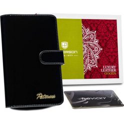 Lakierowany portfel czarny Peterson PTN BC-603. Czarne portfele damskie Peterson, bez wzorów, z lakierowanej skóry. Za 125.99 zł.