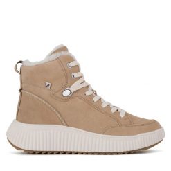 Trzewiki Rieker Revolution Lifestyle. Brązowe botki damskie Rieker Revolution Lifestyle, bez obcasa, na płaskiej podeszwie, bez zapięcia. Za 399.00 zł.