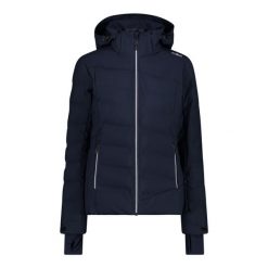 Kurtka damska narciarska CMP 34W4596. Niebieskie kurtki sportowe damskie CMP, na zimę, bez wzorów, z lycry, z kapturem. Za 929.99 zł.