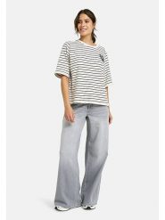 Milano Italy Koszulka w kolorze biało-czarnym rozmiar: M. Białe bluzki damskie Milano Italy, m, bez wzorów, bez kołnierzyka, bez ramiączek. Za 113.99 zł.