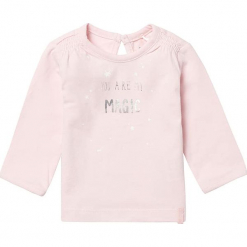 Koszulka "Buena" w kolorze jasnoróżowym. Czerwone koszulki i t-shirty dziewczęce Noppies Baby, z nadrukiem, z okrągłym kołnierzem, z długim rękawem. W wyprzedaży za 25.95 zł.
