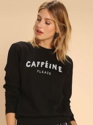 WOOOP Bluza "Caffeine Please" w kolorze czarnym rozmiar: XL. Czarne bluzy damskie Wooop, xl, bez wzorów, z bawełny, bez kaptura. Za 87.81 zł.