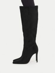 Nine West Kozaki EO-C6008-1 Czarny. Czarne kozaki damskie Nine West, z materiału, bez obcasa, na szpilce, bez zapięcia. Za 379.99 zł.