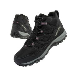Buty trekkingowe Merrell West Rim Sport Thermo Mid WP czarne. Czarne obuwie trekkingowe damskie Merrell, ze skóry, bez zapięcia. Za 444.90 zł.