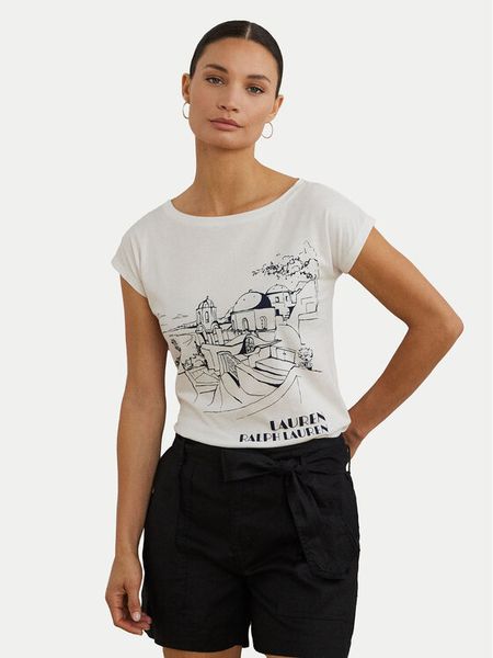 LAUREN RALPH LAUREN T-Shirt 200971072002 Biały Relaxed Fit. Białe t-shirty damskie Lauren Ralph Lauren, m, bez wzorów, z bawełny, bez kołnierzyka. Za 359.99 zł.