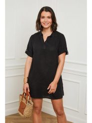 Curvy Lady Lniana sukienka w kolorze czarnym rozmiar: 48/50. Czarne sukienki damskie Curvy Lady, bez wzorów, ze lnu, klasyczne, bez ramiączek. Za 123.53 zł.
