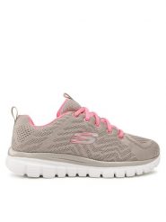 Skechers Sneakersy Get Connected 12615/GYCL Szary. Szare obuwie sportowe damskie Skechers, z materiału, bez zapięcia. Za 179.99 zł.