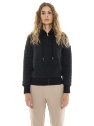 Leone 1947 Złote ćwieki damska pikowana bluza z kapturem zapinana na zamek. Czarne bluzy damskie LEONE 1947 APPAREL, s, z aplikacjami, z kapturem. Za 471.52 zł.