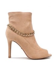 DeeZee Botki LS4937-54 Beżowy. Brązowe botki damskie DeeZee, z materiału, bez obcasa, na szpilce, bez zapięcia. Za 159.99 zł.