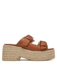 Pollini Espadryle SA28268I0MTD0230 Brązowy. Brązowe espadryle damskie Pollini, bez wzorów, ze skóry, bez obcasa. Za 839.99 zł.
