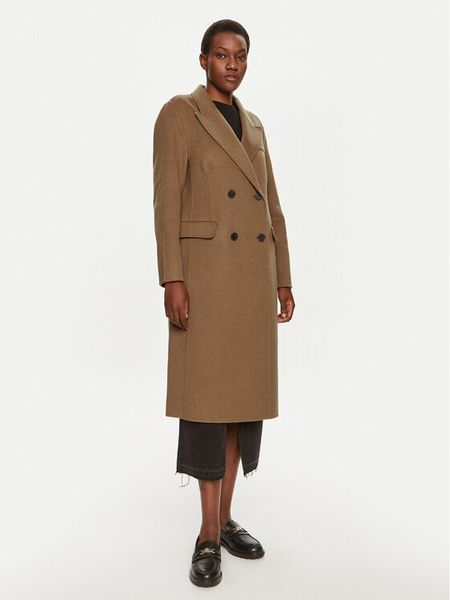 Tommy Hilfiger Płaszcz wełniany WW0WW42621 Khaki Regular Fit. Brązowe płaszcze damskie Tommy Hilfiger, na zimę, bez wzorów, z syntetyku, bez kaptura. Za 949.99 zł.